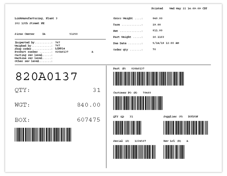 Automated Document Shipping Label Example