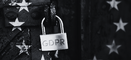Lock with GDPR on it surrounded by stars evoking the EU flag